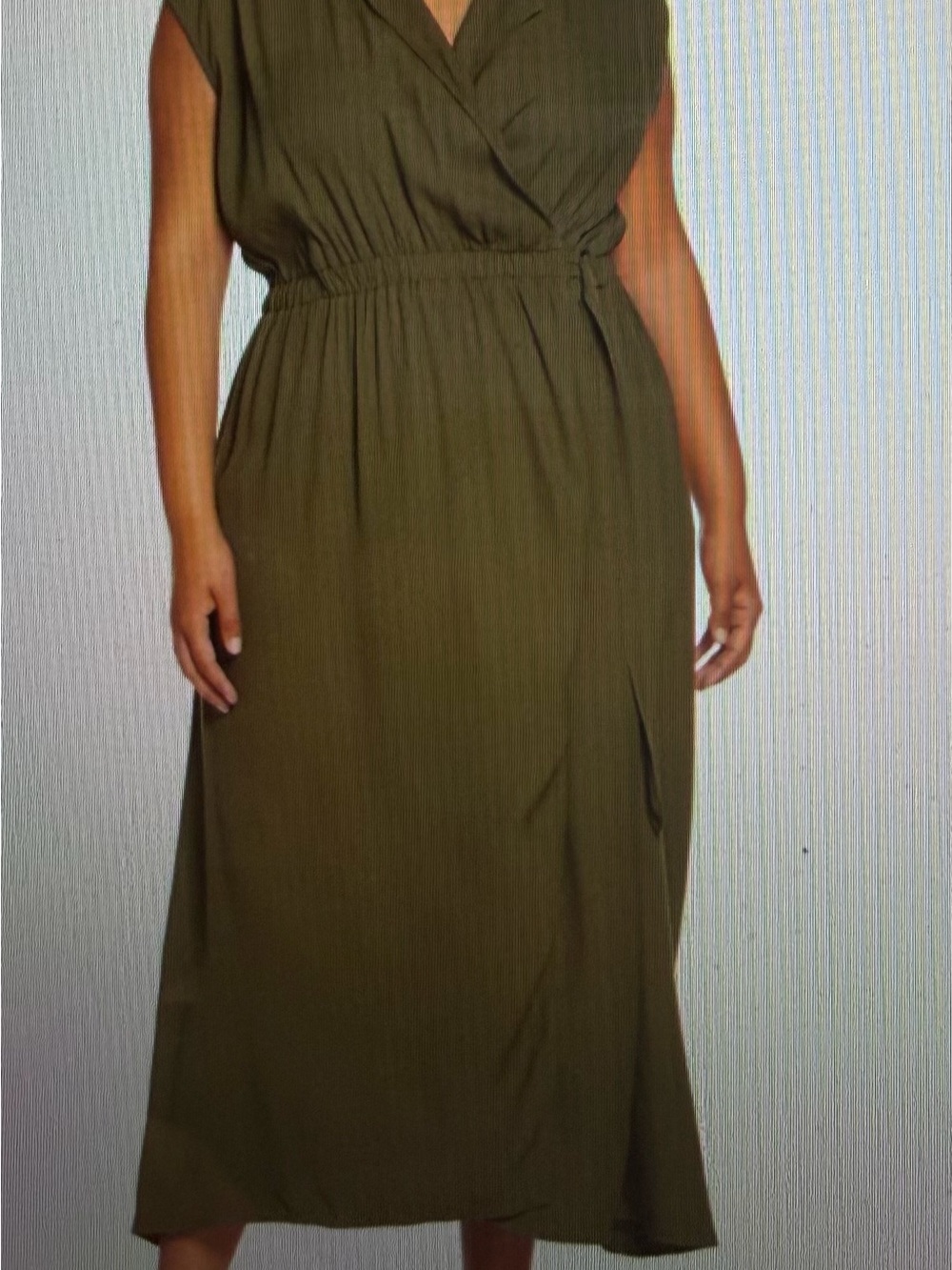 Halogen Cap Sleeve Wrap Dress- Olive- Women’s